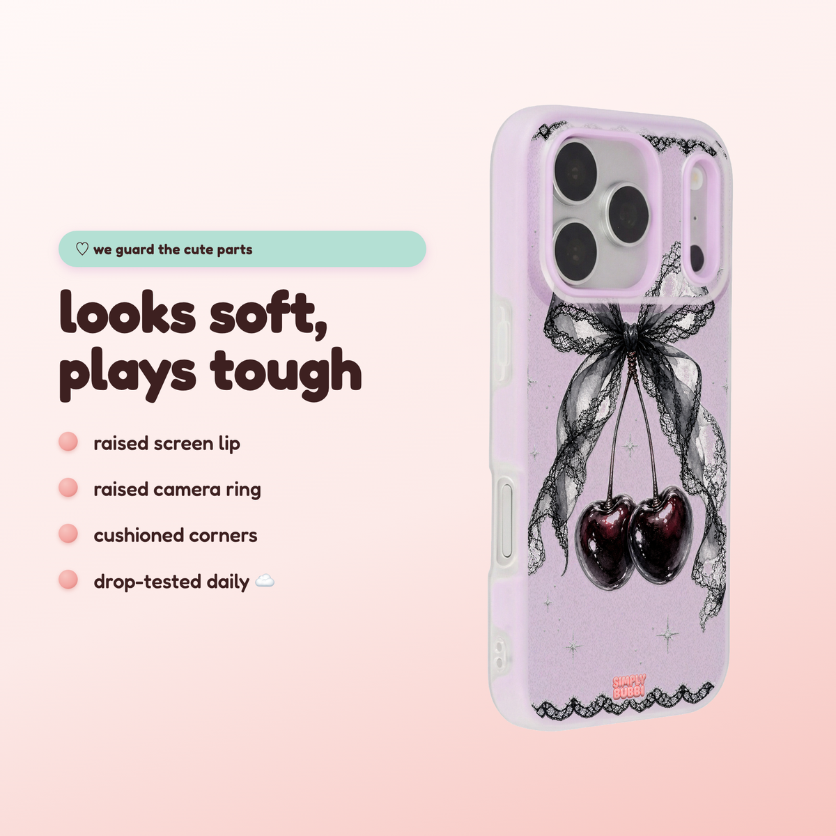Cherry Lace Pop iPhone Case – product view 3