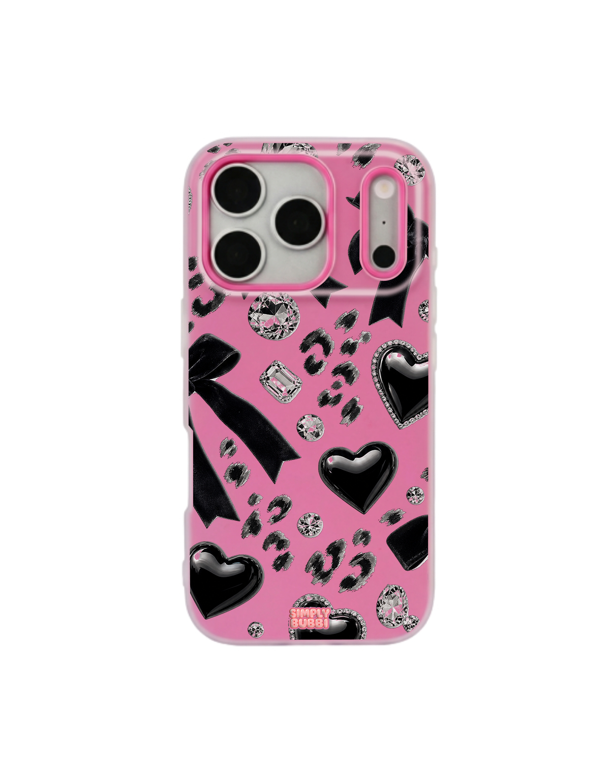 Noir Hearts Pop iPhone Case – Hot Pink color