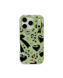 Noir Hearts Pop iPhone Case – Lime