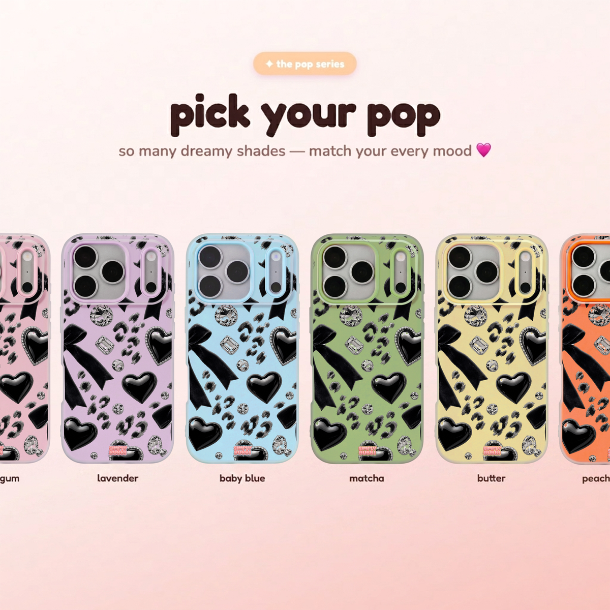 Noir Hearts Pop iPhone Case – product view 1