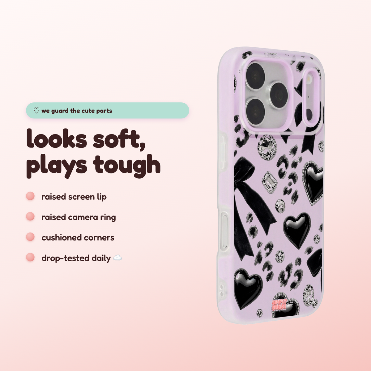Noir Hearts Pop iPhone Case – product view 3