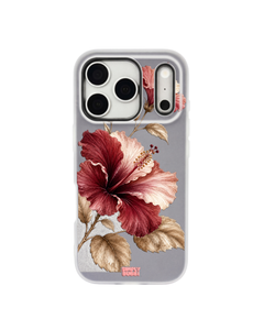 Crimson Hibiscus Pop iPhone Case – Gray