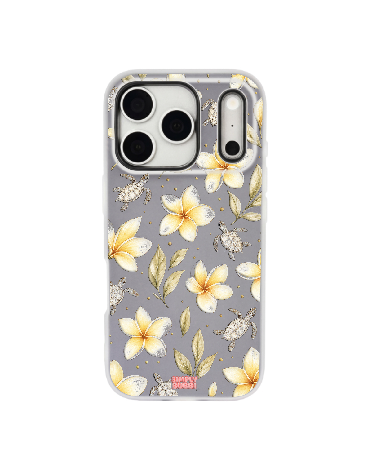 Plumeria Turtles Pop iPhone Case – Gray color