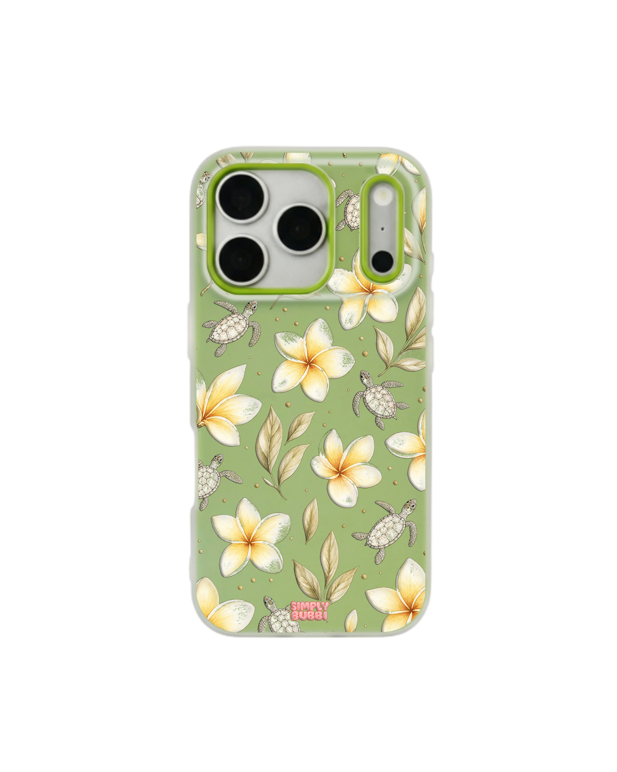 Plumeria Turtles Pop iPhone Case – Lime color