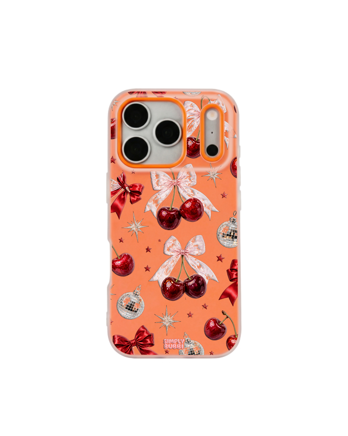 Cherry Bows Pop iPhone Case – Orange color