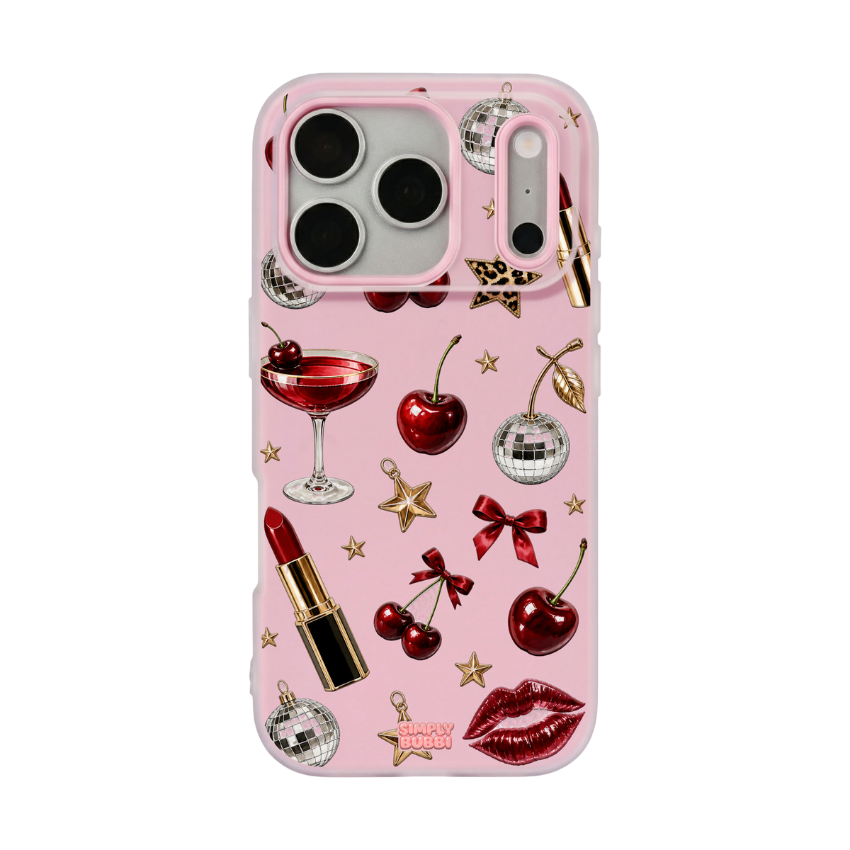 Crimson Glam Pop iPhone Case – Blush color