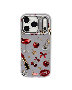 Crimson Glam Pop iPhone Case – Gray