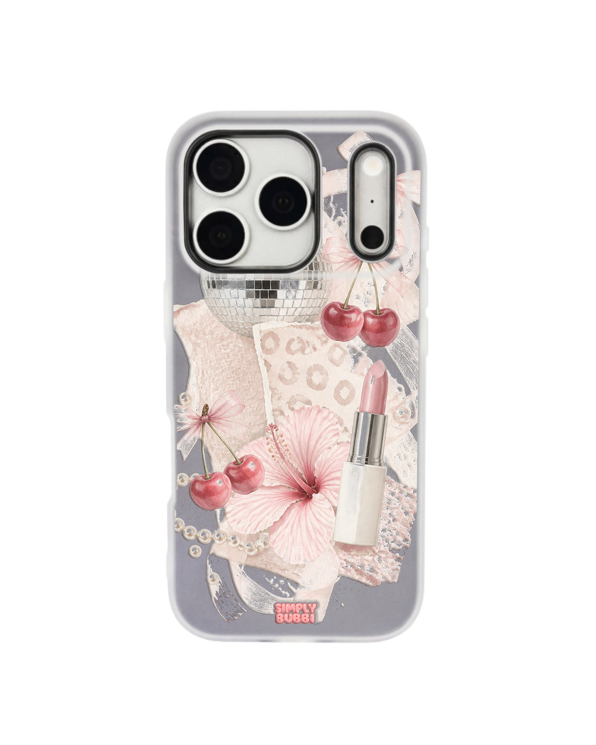 Cherry Glam Pop iPhone Case – Gray color