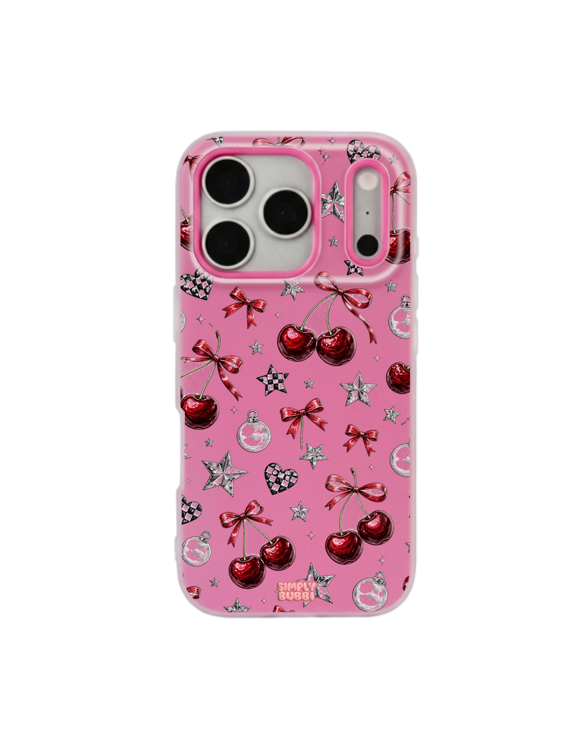 Cherry Checkers Pop iPhone Case – Hot Pink color